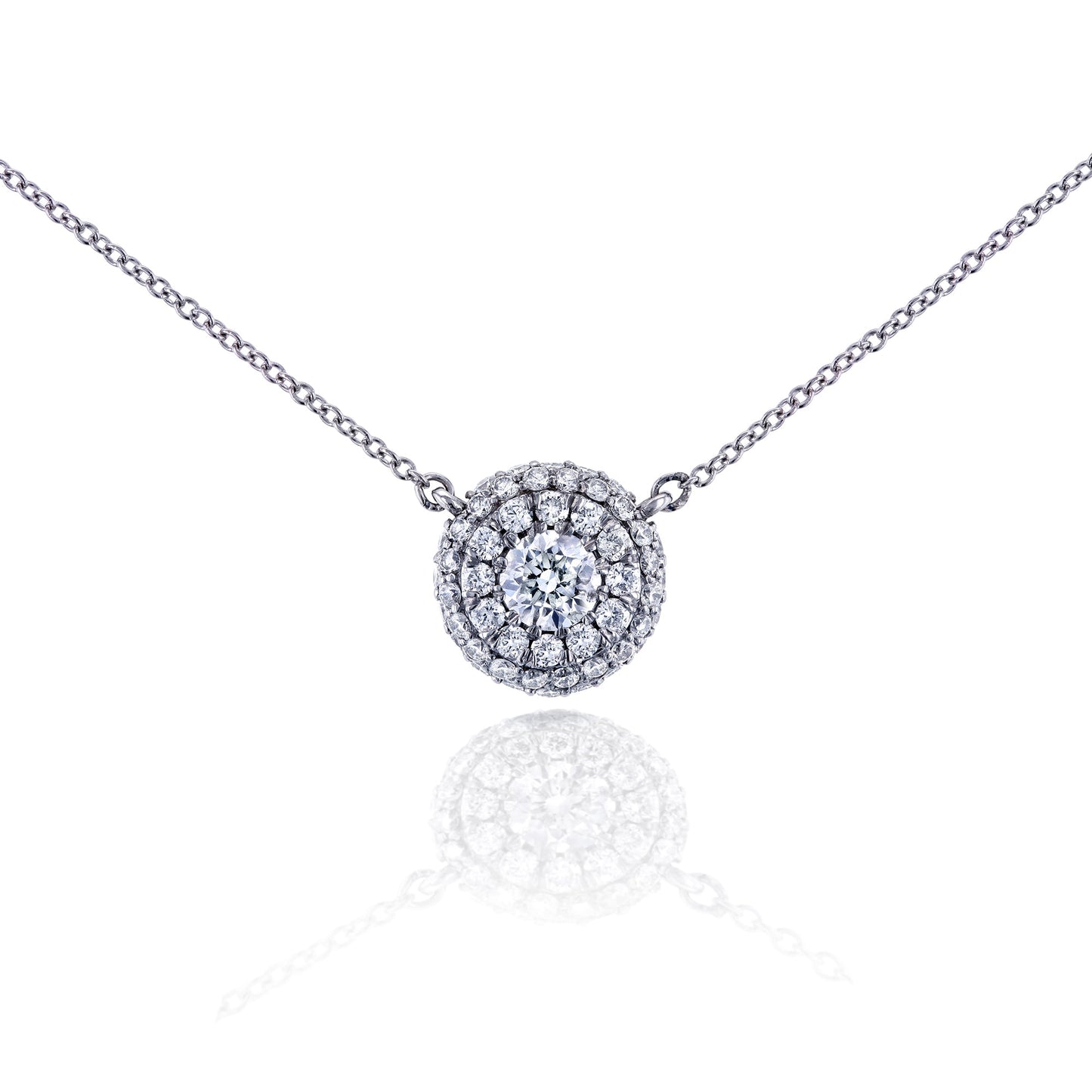 0.8 Carat Natural Diamond Domed Cluster Necklace