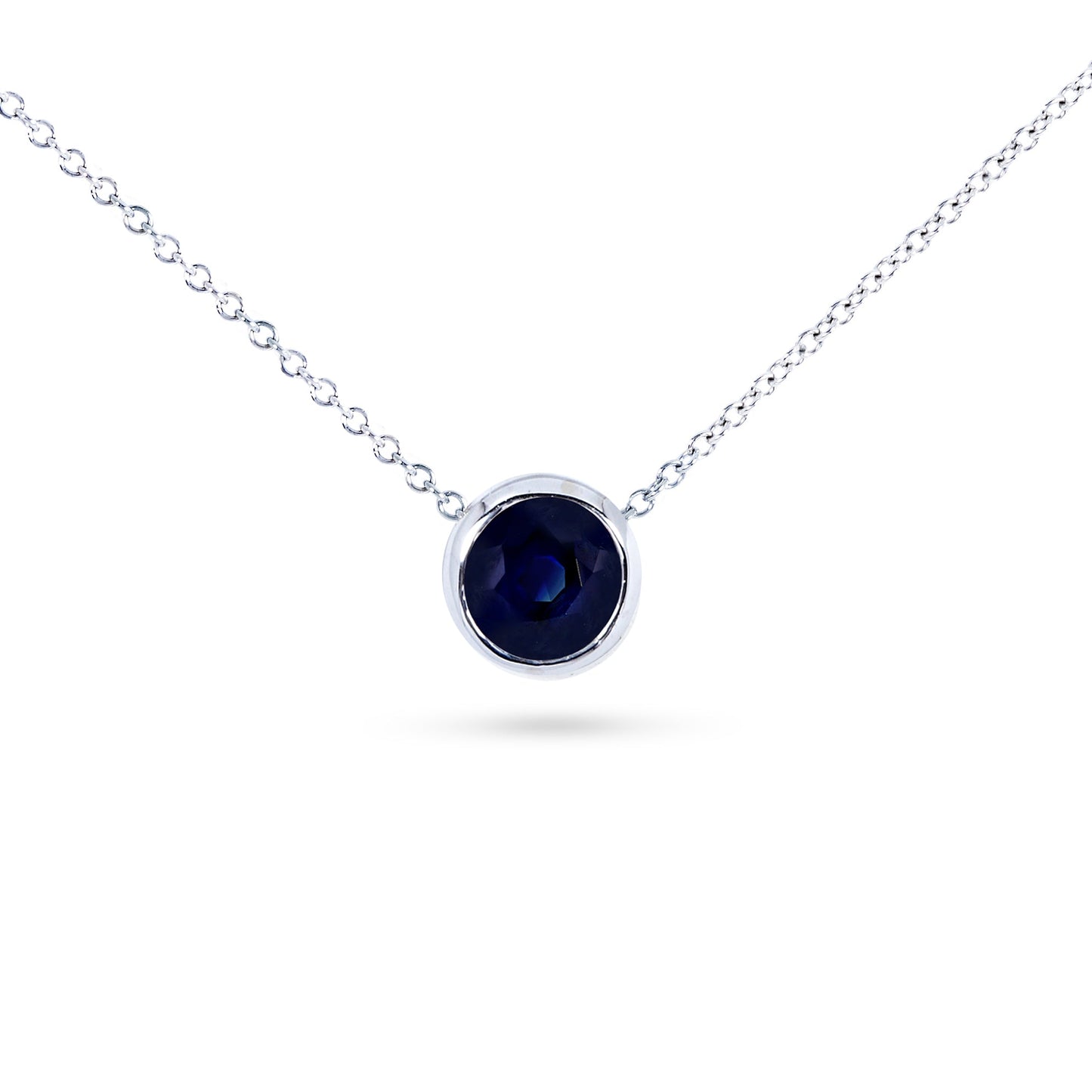 0.6 Carat Dark Sapphire Solitaire Lucy Necklace