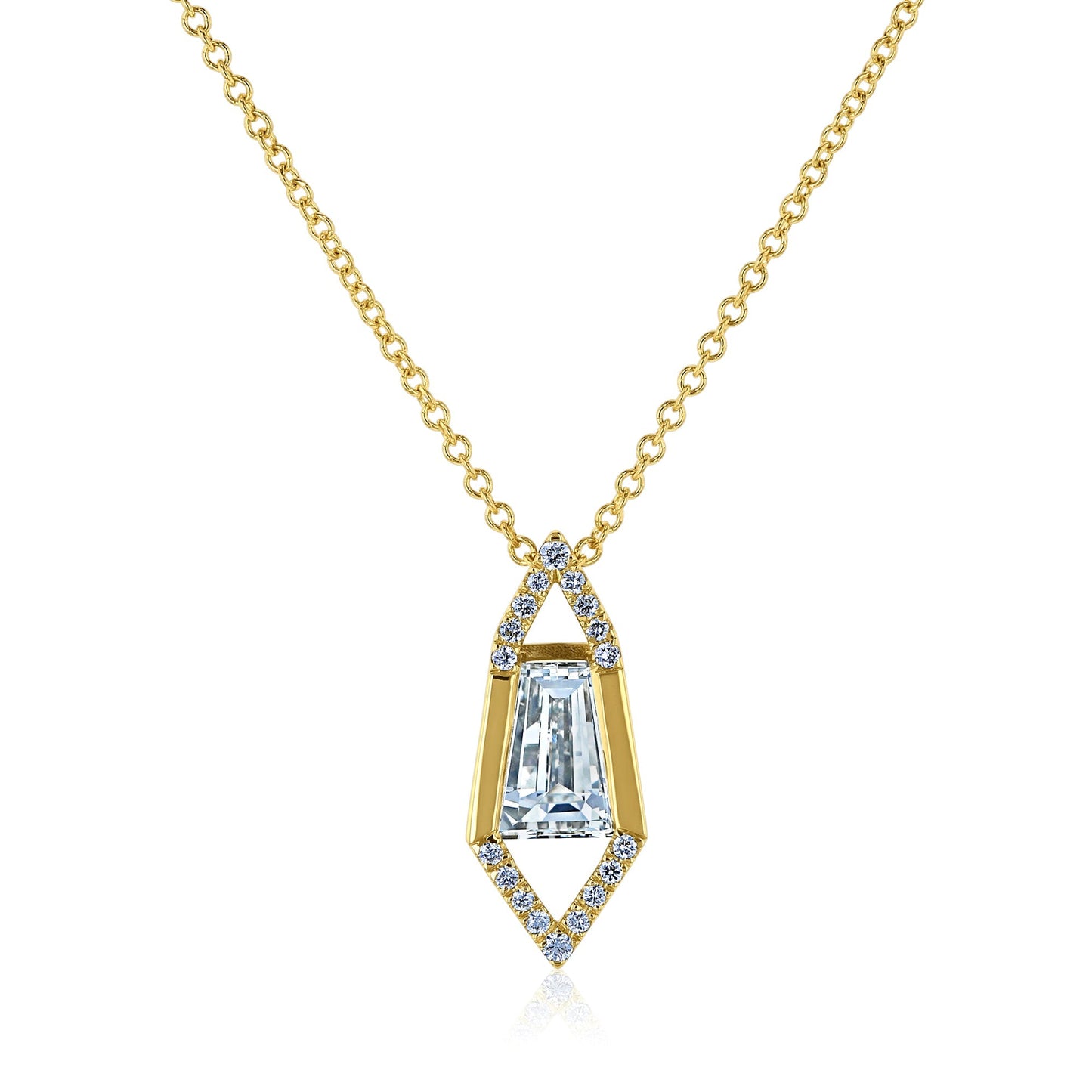 0.73 Carat Natural Diamond Elongated Hexagon Necklace