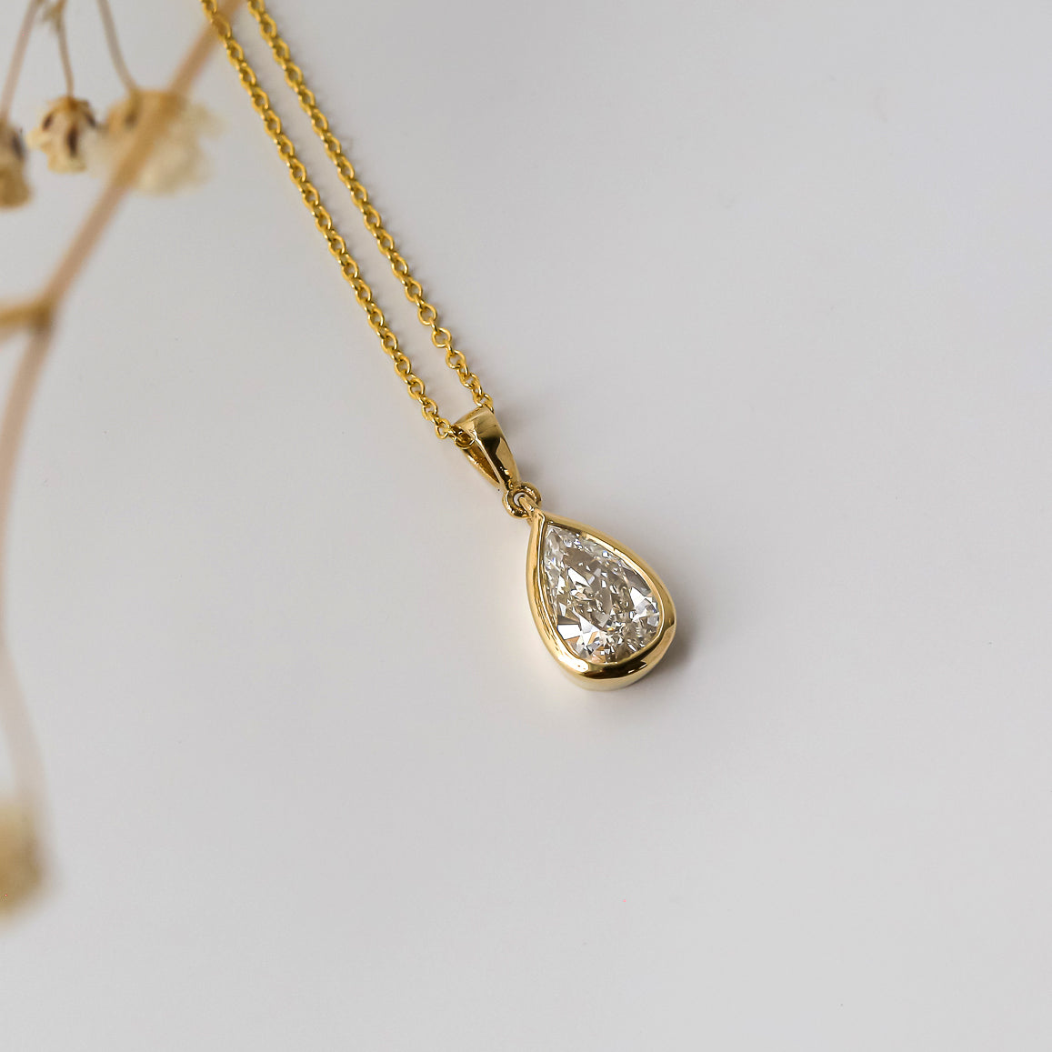 1.01 Carat Natural Diamond Pear Drop Necklace (GIA)