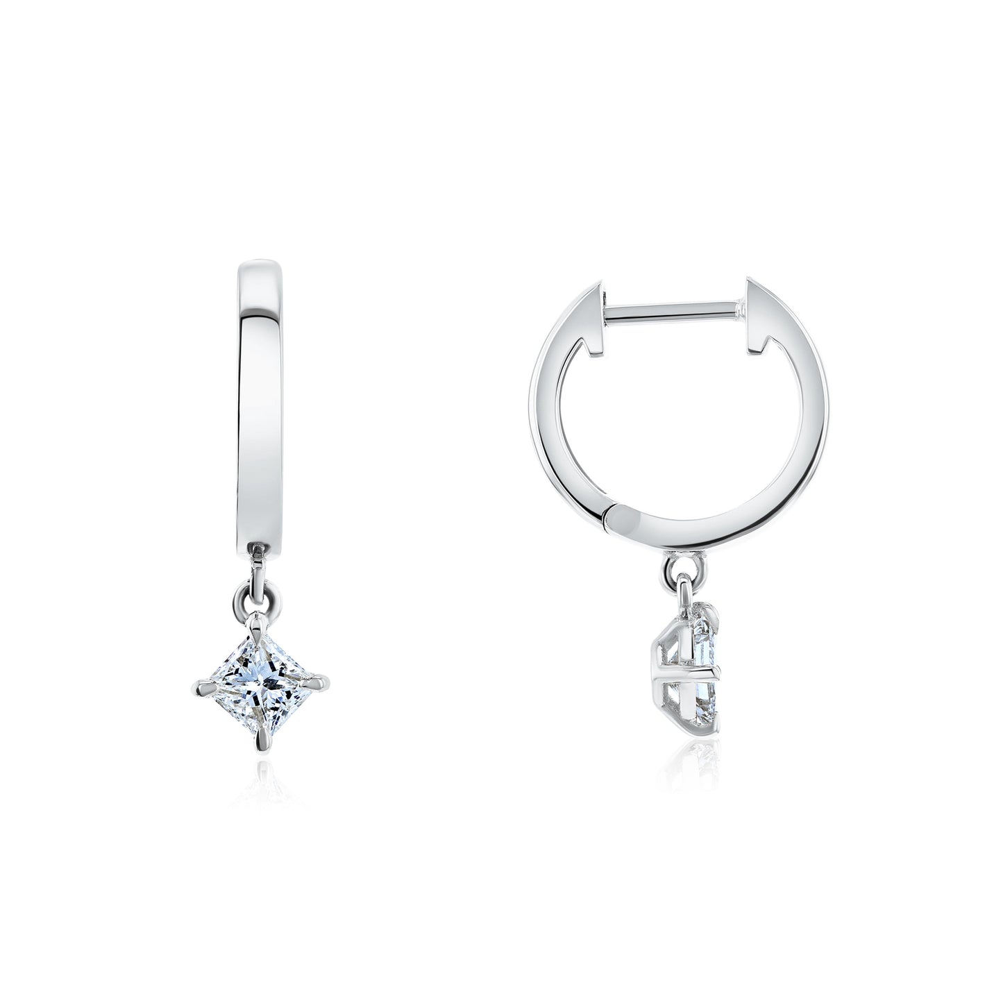 0.5 Carat Natural Diamond Princess Pendant Mini Hoops
