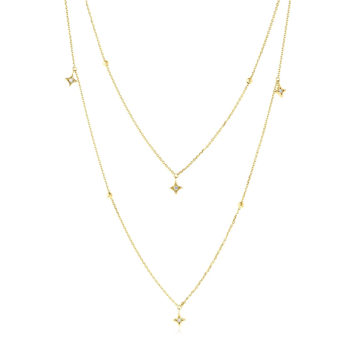 Natural Diamond Accent Boho Layered Necklace