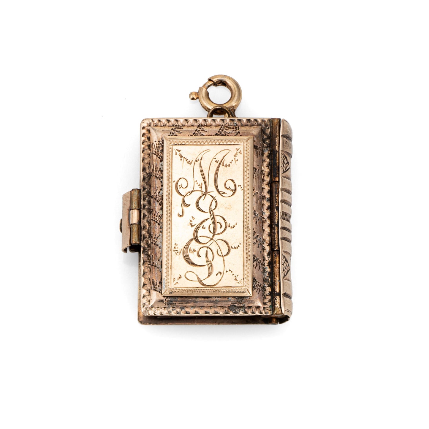 Antique Victorian Family Book Locket Charm 14k Rose Gold Pendant Opens 8 Photo
