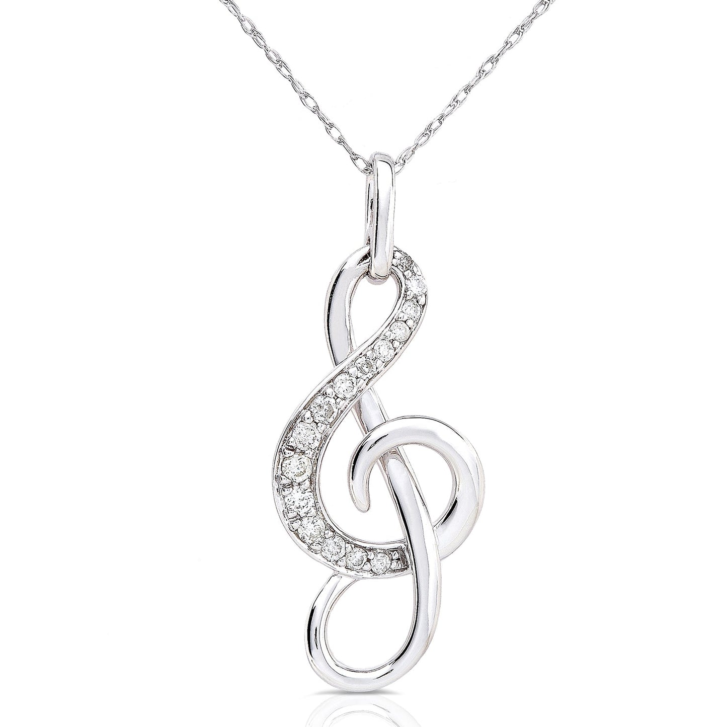 0.15 Carat Natural Diamond Treble Clef Necklace
