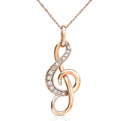 0.15 Carat Natural Diamond Treble Clef Necklace