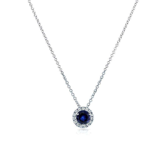 5mm Sapphire Halo Risa Necklace