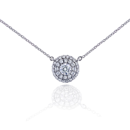 0.8 Carat Natural Diamond Domed Cluster Necklace
