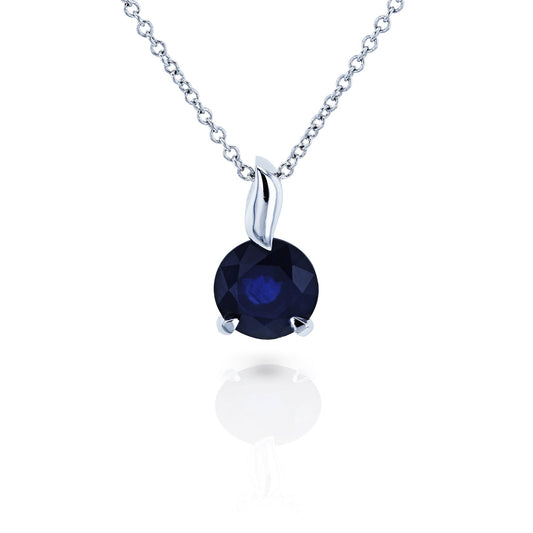 1.4 Carat Blue Sapphire Leaf Bail Necklace