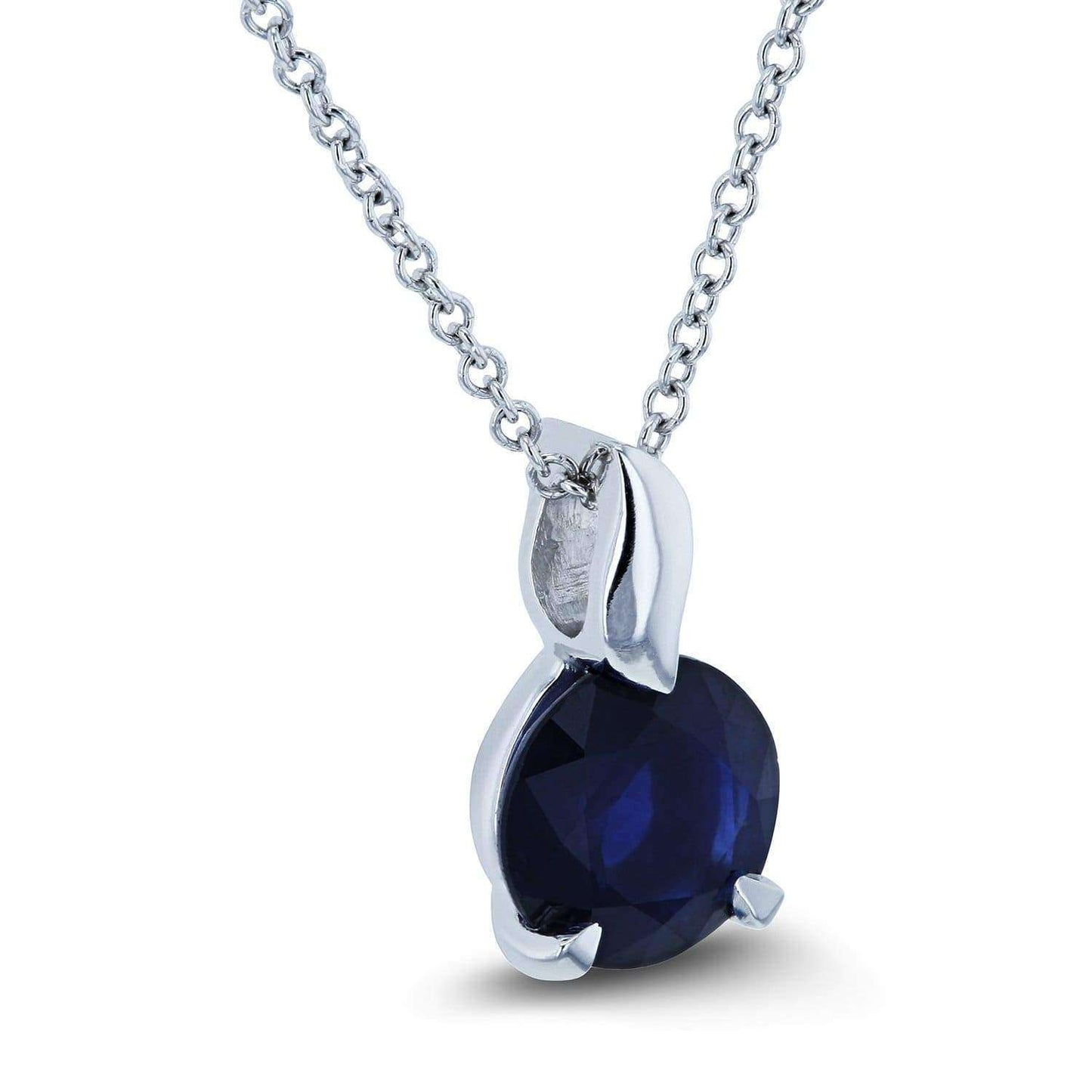 1.4 Carat Blue Sapphire Leaf Bail Necklace