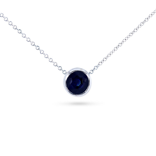 0.6 Carat Dark Sapphire Solitaire Lucy Necklace