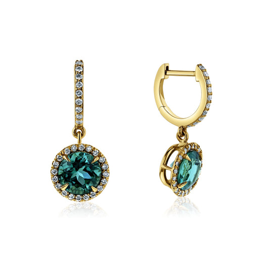 3.06 Carat Tourmaline Pendant Mini Hoops