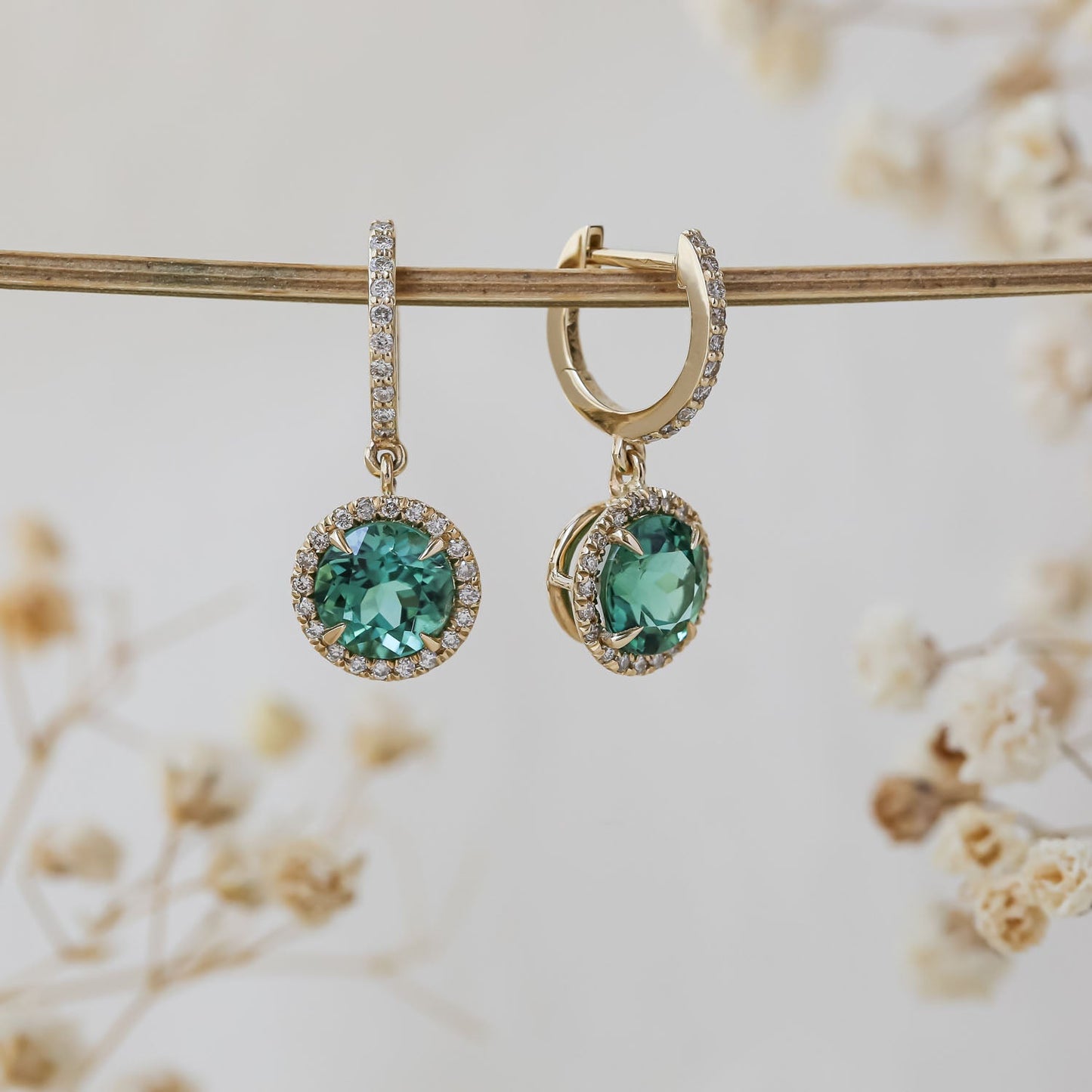 3.06 Carat Tourmaline Pendant Mini Hoops
