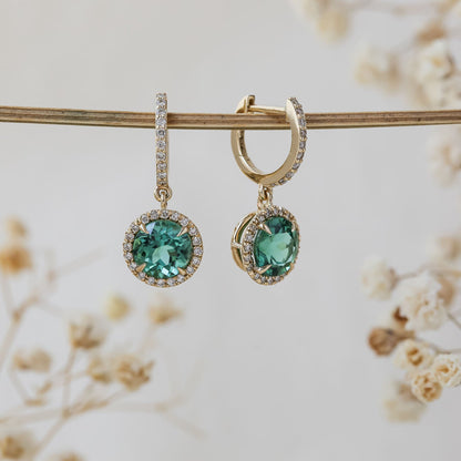 3.06 Carat Tourmaline Pendant Mini Hoops