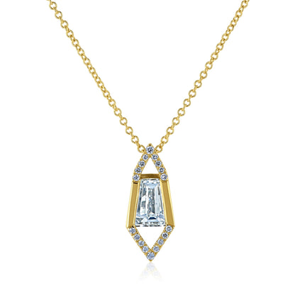 0.73 Carat Natural Diamond Elongated Hexagon Necklace