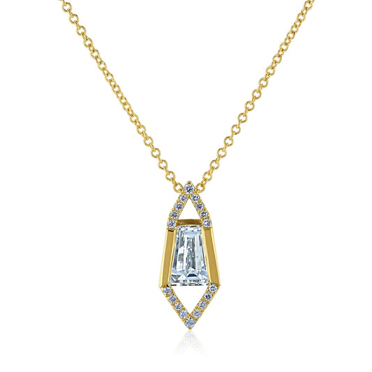 0.73 Carat Natural Diamond Elongated Hexagon Necklace