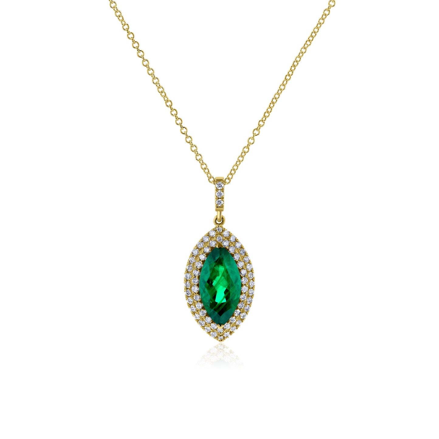 1.96 Carat Natural Green Emerald Eye Necklace