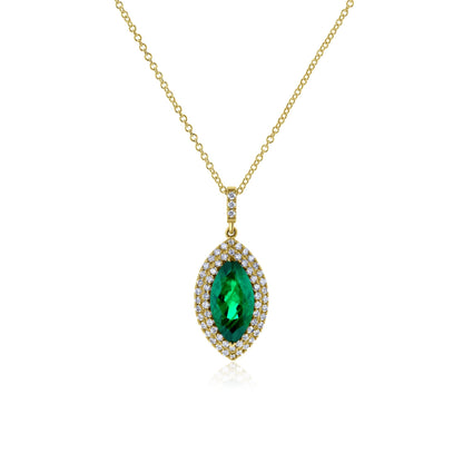 1.96 Carat Natural Green Emerald Eye Necklace