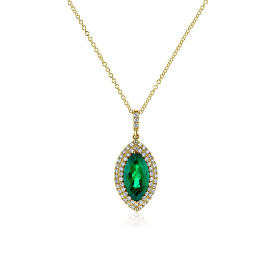1.96 Carat Natural Green Emerald Eye Necklace