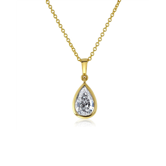 1.01 Carat Natural Diamond Pear Drop Necklace (GIA)