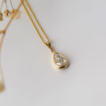 1.01 Carat Natural Diamond Pear Drop Necklace (GIA)