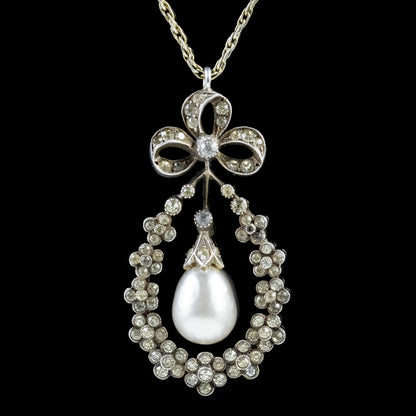 Antique Edwardian Paste Pendant Necklace Sterling Silver Circa 1905