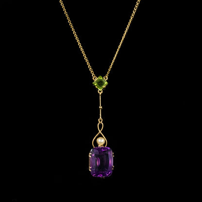 Antique Edwardian Suffragette Pendant Necklace 18Ct Gold Circa 1910