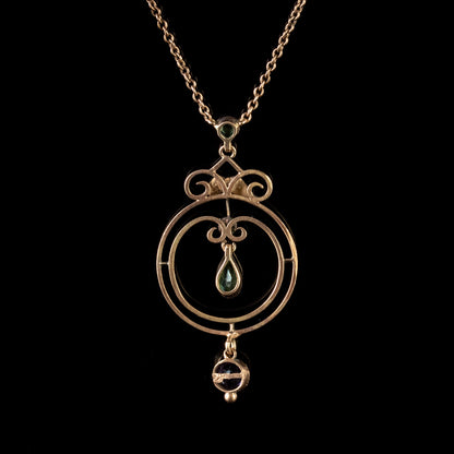 Antique Suffragette Pendant Necklace 9Ct Gold Edwardian Circa 1910