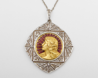 Art Nouveau Plique-A-Jour Pendant