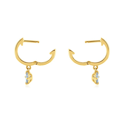 0.5 Carat Natural Diamond Princess Pendant Mini Hoops