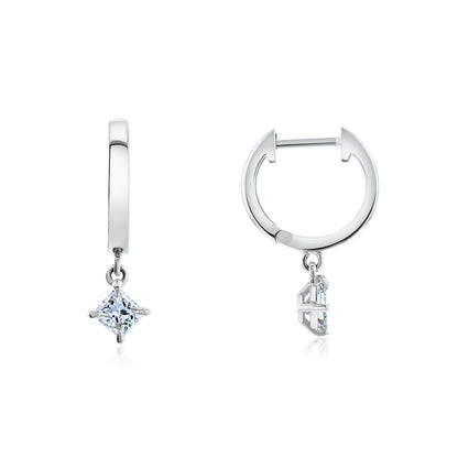 0.5 Carat Natural Diamond Princess Pendant Mini Hoops