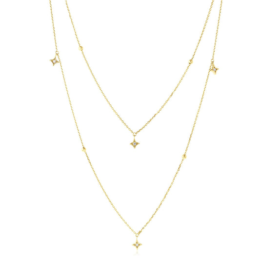 Natural Diamond Accent Boho Layered Necklace