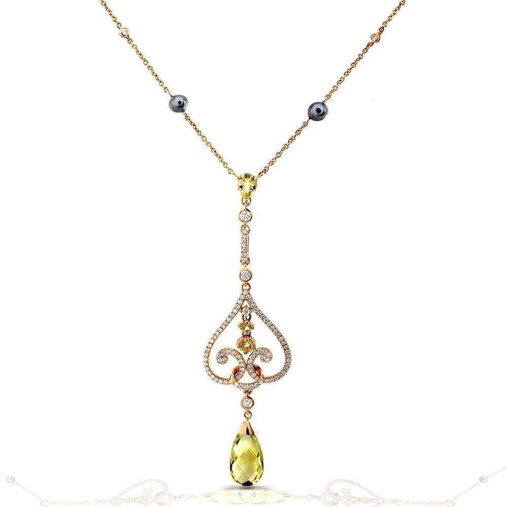Lemon Quartz & Tahitian Pearl Necklace