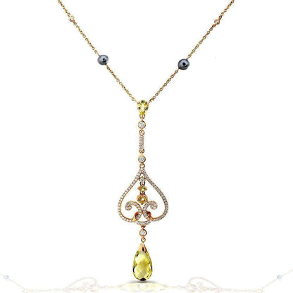 Lemon Quartz & Tahitian Pearl Necklace